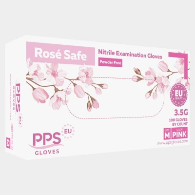 Mănuși de nitril fără pudră PPS ROSE SAFE PF / Stenso / Unica folosinta