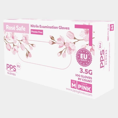 Mănuși de nitril fără pudră PPS ROSE SAFE PF / Stenso / Unica folosinta