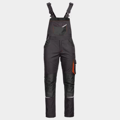 Salopetă de lucru KASTOR STRETCH GREY/ORANGE / Stenso / Pantaloni salopeta cu pieptar
