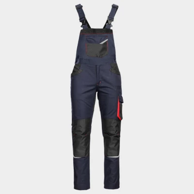 Salopetă de lucru KASTOR STRETCH DARK BLUE/RED / Stenso / Pantaloni salopeta cu pieptar