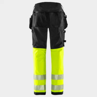 Pantaloni de lucru FRISTADS CRAFTSMAN HV GALBEN/NEGRU / Stenso / Pantaloni salopeta talie