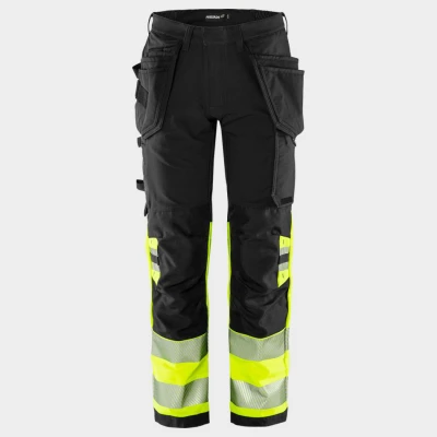 Pantaloni de lucru FRISTADS CRAFTSMAN HV GALBEN/NEGRU / Stenso / Pantaloni salopeta talie