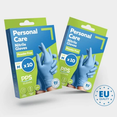 Mănuși din nitril fără pudră PPS PERSONAL CARE PF BLUE / Stenso / Unica folosinta
