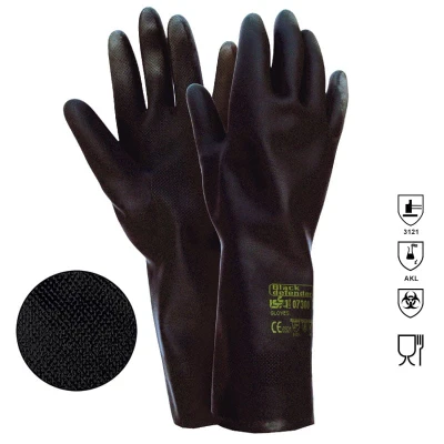 Manusi antichimice Black Defender, neopren, 32 cm / Rhino Safety / Antichimice din neopren