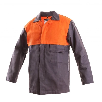Jacheta sudor Mofos 100% bumbac cu finisaj ignifug 390g/m2 Grey/Orange / Rhino Safety / Pentru sudori