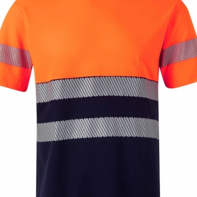 Tricou cu mânecă scurtă din bumbac bicolor cu bandă segmentată 305643 / Velilla / Reflectorizanta
