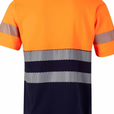 Tricou cu mânecă scurtă din bumbac bicolor cu bandă segmentată 305643 / Velilla / Reflectorizanta