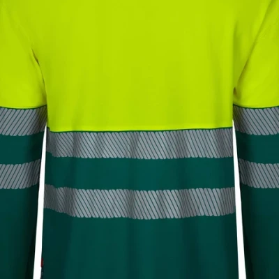 Tricou polo cu mânecă lungă din bumbac bicolor și bandă segmentată 305545 / Velilla / Reflectorizanta