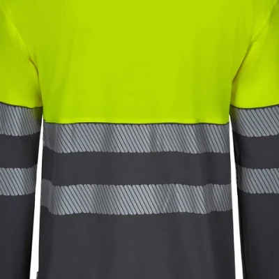 Tricou polo cu mânecă lungă din bumbac bicolor și bandă segmentată 305545 / Velilla / Reflectorizanta