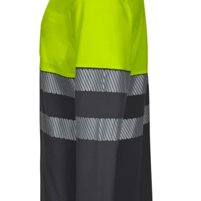 Tricou polo cu mânecă lungă din bumbac bicolor și bandă segmentată 305545 / Velilla / Reflectorizanta