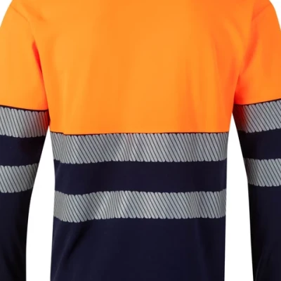 Tricou polo cu mânecă lungă din bumbac bicolor și bandă segmentată 305545 / Velilla / Reflectorizanta
