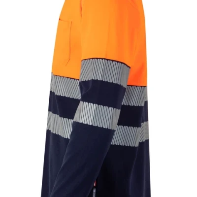 Tricou polo cu mânecă lungă din bumbac bicolor și bandă segmentată 305545 / Velilla / Reflectorizanta