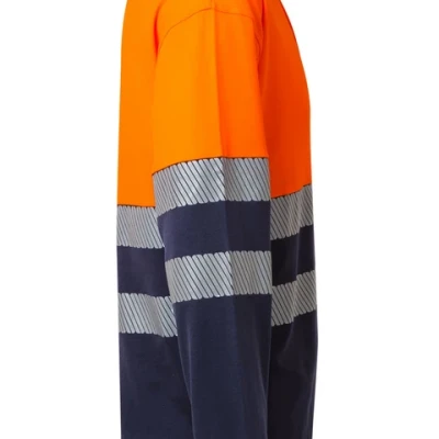 Tricou polo cu mânecă lungă din bumbac bicolor și bandă segmentată 305545 / Velilla / Reflectorizanta