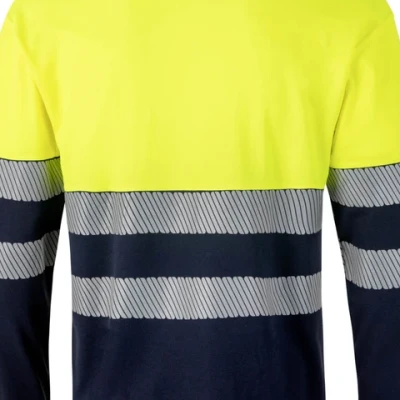 Tricou polo cu mânecă lungă din bumbac bicolor și bandă segmentată 305545 / Velilla / Reflectorizanta