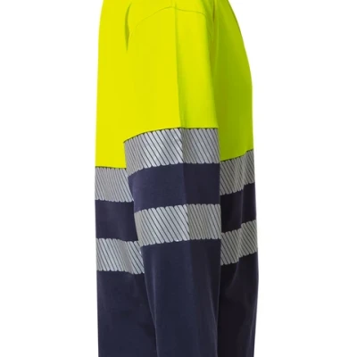 Tricou polo cu mânecă lungă din bumbac bicolor și bandă segmentată 305545 / Velilla / Reflectorizanta