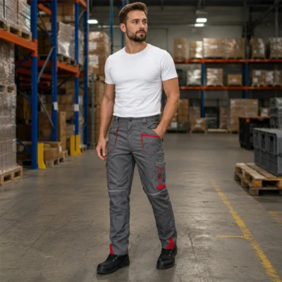 Pantaloni de lucru, subtiri, de vară BWOLF DRIFT, culoare gri-rosu,  042604 / BWolf / Pantaloni salopeta talie