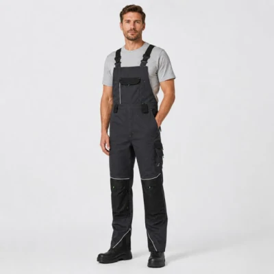 Pantaloni salopetă cu pieptar, tercot, BWOLF BRAVE, culoare gri închis, 031804 / BWolf / Pantaloni salopeta cu pieptar