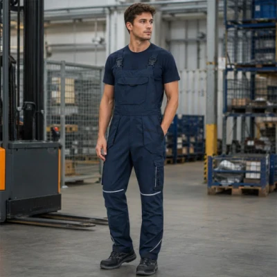 Pantaloni salopetă cu pieptar, din tercot, subtiri, de vară, BWOLF DRIFT, culoare bleumarin, 033101 / BWolf / Pantaloni salopeta cu pieptar