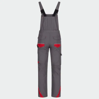 Pantaloni salopetă cu pieptar, din tercot, subtiri, de vară BWOLF DRIFT, culoare gri închis cu rosu, 033104 / BWolf / Pantaloni salopeta cu pieptar