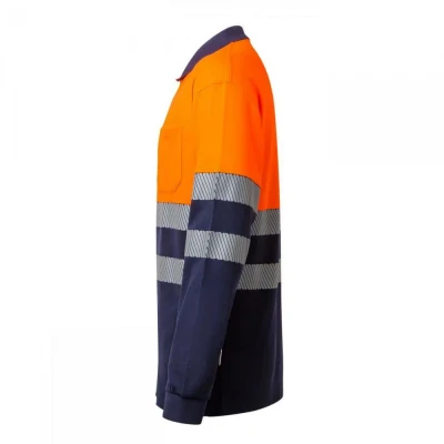 Tricou polo cu mânecă lungă din bumbac bicolor și bandă segmentată 305545 / Velilla / Reflectorizanta