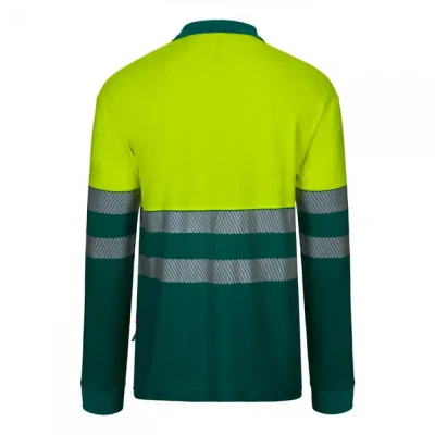Tricou polo cu mânecă lungă din bumbac bicolor și bandă segmentată 305545 / Velilla / Reflectorizanta