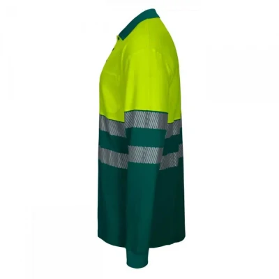 Tricou polo cu mânecă lungă din bumbac bicolor și bandă segmentată 305545 / Velilla / Reflectorizanta