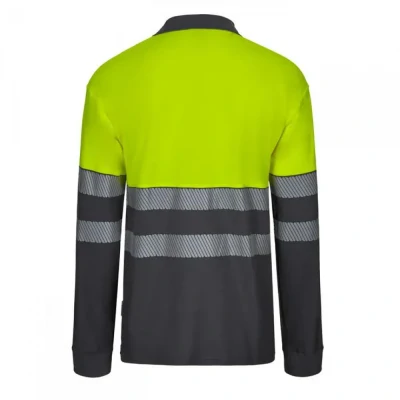 Tricou polo cu mânecă lungă din bumbac bicolor și bandă segmentată 305545 / Velilla / Reflectorizanta
