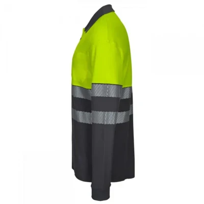 Tricou polo cu mânecă lungă din bumbac bicolor și bandă segmentată 305545 / Velilla / Reflectorizanta