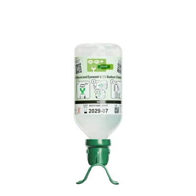 Plum DUO – Soluție salină 0,9% pentru spălarea rănilor și a ochilor / 500 ml, 4861 / PLUM Safety / Dusuri urgenta, spalatoare oculare