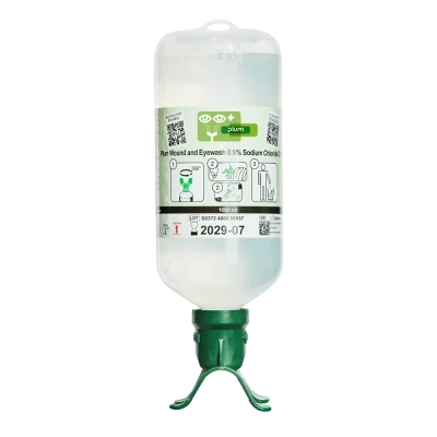 Plum DUO – Soluție salină 0,9% pentru spălarea rănilor și a ochilor / 1000 ml,4800 / PLUM Safety / Dusuri urgenta, spalatoare oculare