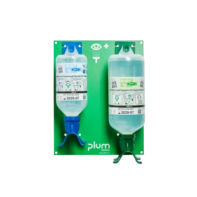 Plum Open Station Double / 500 ml soluție 4,9% cu pH neutru + 1000 ml soluție de clorură de sodiu 0,9% DUO, 4803 / PLUM Safety / Dusuri urgenta, spalatoare oculare