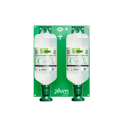 Plum Open Station Double / 2 x 1000 ml soluție de clorură de sodiu 0,9%, 4708 / PLUM Safety / Dusuri urgenta, spalatoare oculare