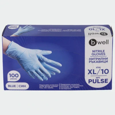 Mănuși din nitril de unică folosință Bwell PULSE, culoare albastră 640100 / BWell / Unica folosinta