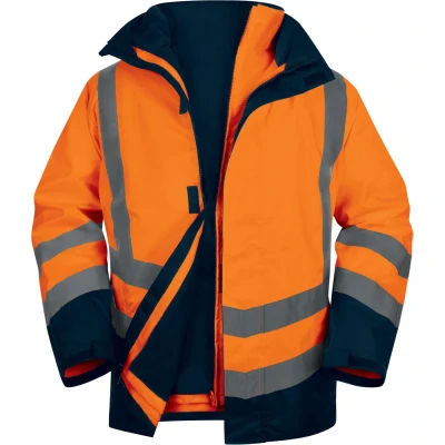 Parka 5 în 1 OPTIMUM 3 / DeltaPlus / Scurte, Jachete impermeabile de iarna hi-vis, reflectorizante