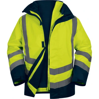 Parka 5 în 1 OPTIMUM 3 / DeltaPlus / Scurte, Jachete impermeabile de iarna hi-vis, reflectorizante