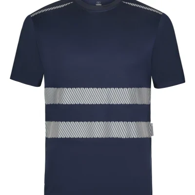 Tricou cu mânecă scurtă și bandă reflectorizanta segmentată 355601 / Velilla / Tricouri la baza gatului fluorescente, reflectorizante
